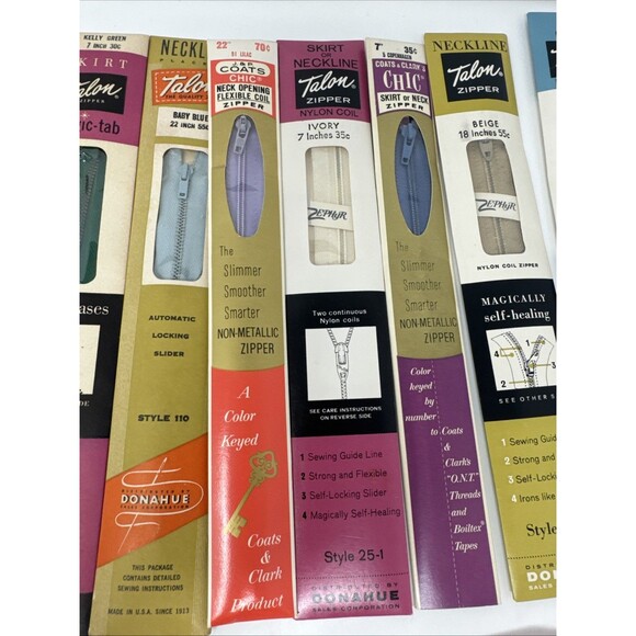 28x Large Lot Vintage Zippers USA - Coats & Clark's Talon Neck Openings Dress - Picture 4 of 11